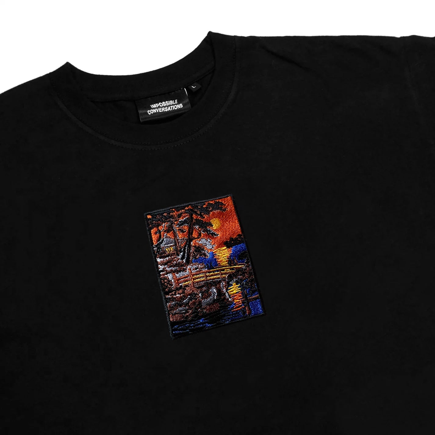 S/S24 Embroidered 'Ocean Bridge Sunset' T-Shirt [black]