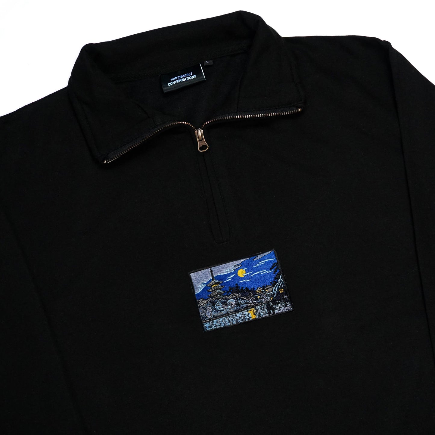 S/S24 'Midnight RIver Walk' 1/4 Zip [black]