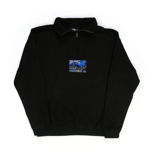 S/S24 'Midnight RIver Walk' 1/4 Zip [black]