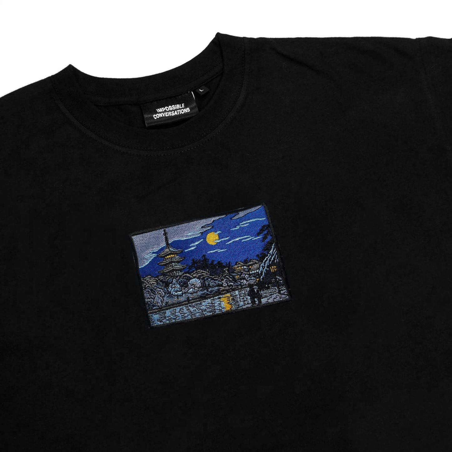 S/S24 Embroidered 'Midnight River Walk' T-Shirt [black]