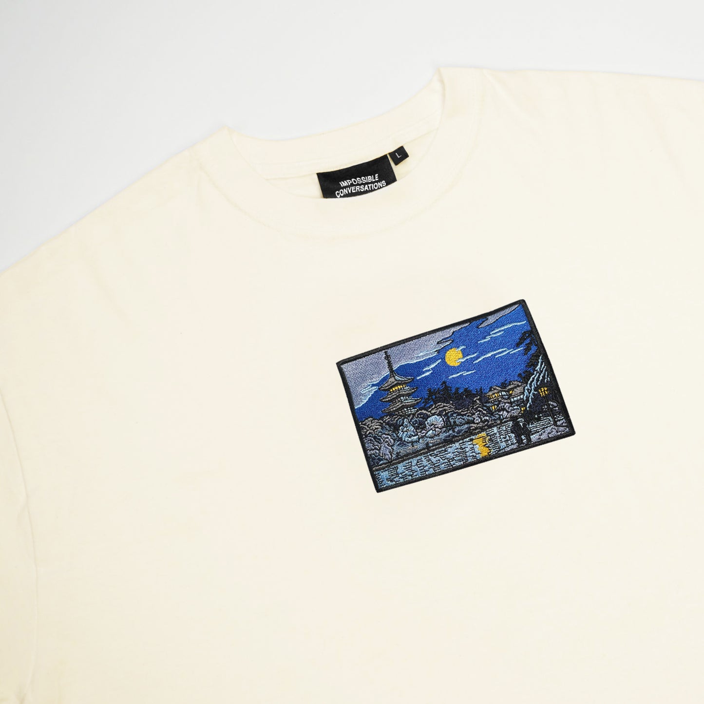 S/S24 Embroidered 'Midnight River Walk' T-Shirt [natural raw]